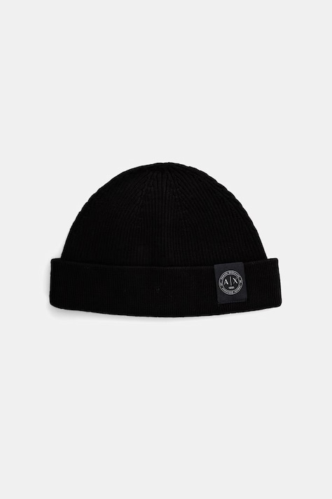 Armani Exchange beanie kapa za muškarce s dodatkom vune crna XM003124 AF10348