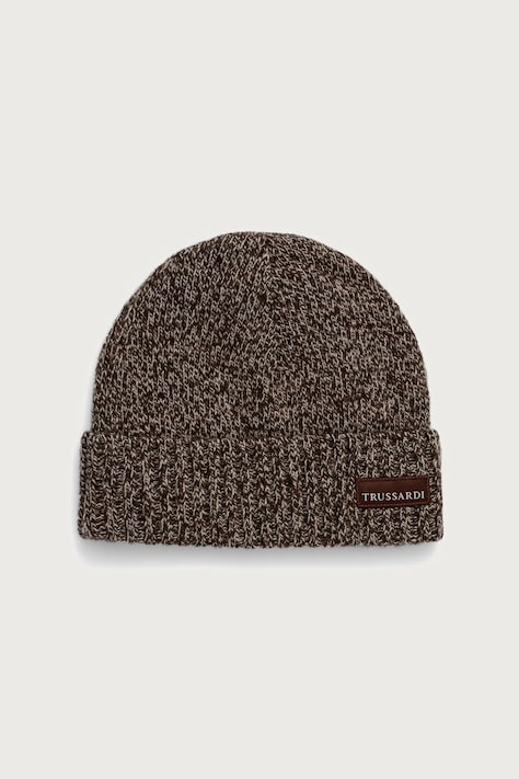 Trussardi Czapka beanie męska wełniana brązowa E608C000033N