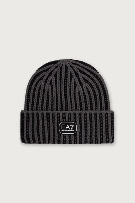 EA7 Emporio Armani Czapka beanie męska z wełną szara AF29554.7M002725
