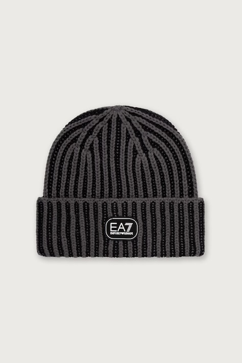 EA7 Emporio Armani Czapka beanie męska z wełną szara AF29554.7M002725