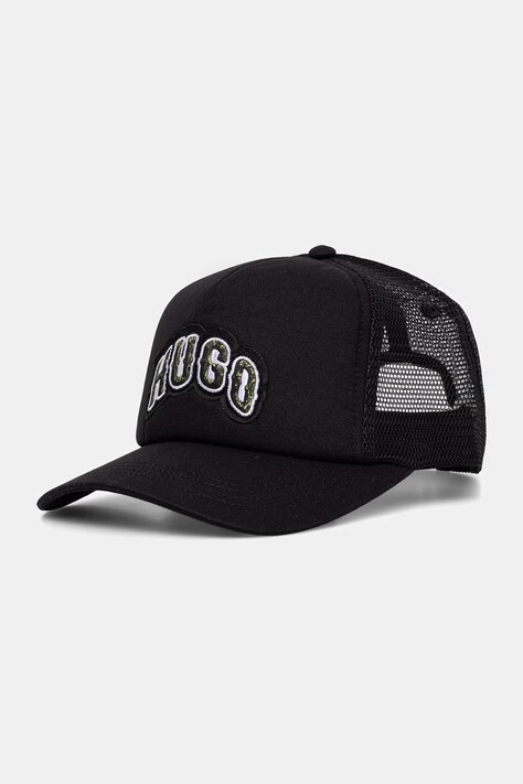HUGO Blue шапка trucker мъжка Marsel-Trucker-Snake черна 50566651