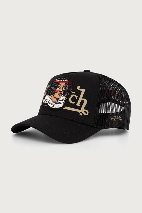 Von Dutch Czapka z daszkiem z bawełną czarna VD/0/CAS2/LOVE/NR