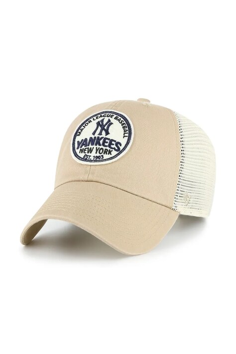 47 brand Czapka z daszkiem z bawełną MLB New York Yankees beżowa B-FELTN17GWP-KH