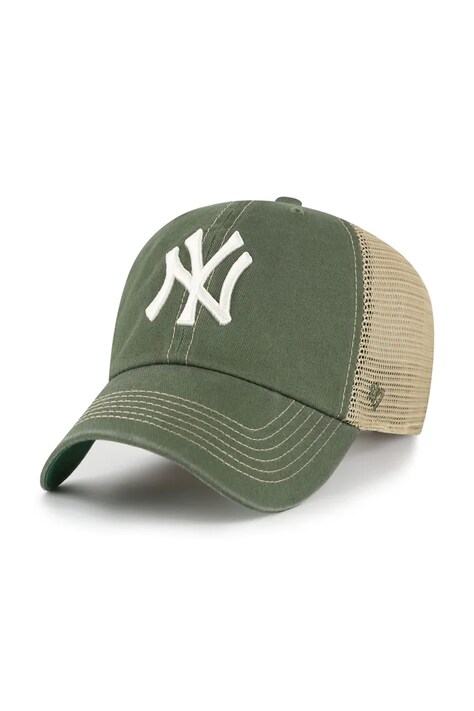 47 brand Czapka z daszkiem z bawełną MLB New York Yankees zielona B-TRWLR17GWP-MS