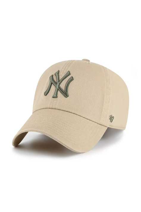47 brand Czapka z daszkiem bawełniana MLB New York Yankees beżowa B-NLRGW17GWS-KHL