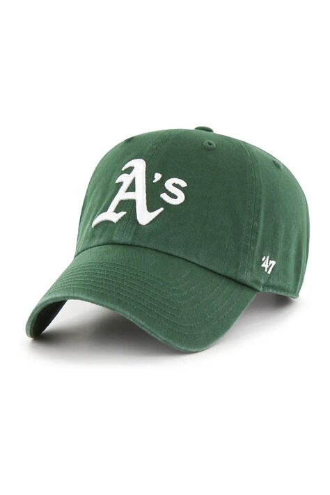 47 brand Czapka z daszkiem bawełniana MLB Oakland Athletics zielona B-RGW18GWS-DGF