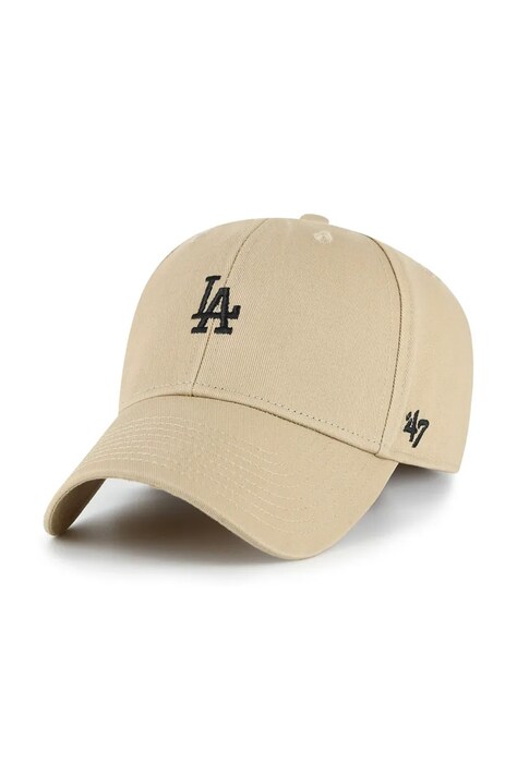 47 brand Czapka z daszkiem bawełniana MLB Los Angeles Dodgers beżowa B-BSGWM12GWS-KH