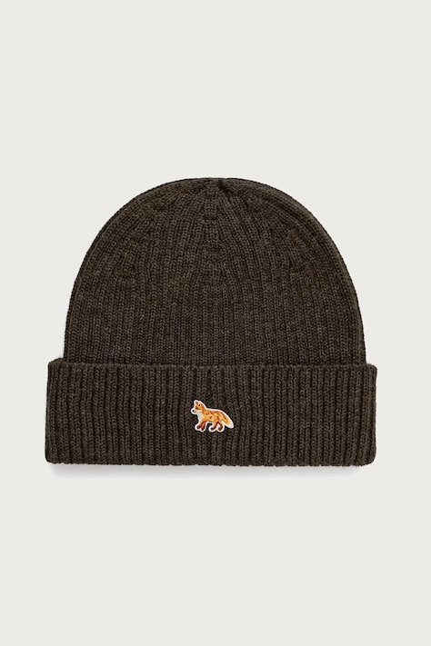 Maison Kitsuné Baby Fox czapka beanie wełniana zielona PW06103KT1022