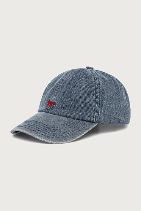 Maison Kitsuné Profile Fox czapka bejsbolówka jeansowa niebieska MRUAH04WD4025