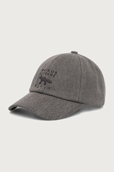 Maison Kitsuné Profile Fox czapka bejsbolówka jeansowa szara MRUAH03WB0061