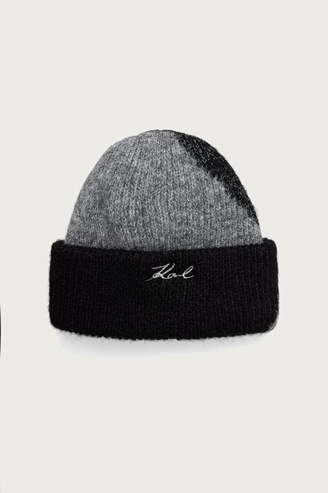 Karl Lagerfeld σκούφος από πρόσμιξη μαλλιού μαύρος B4W33007