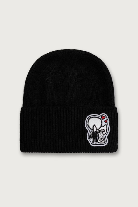Karl Lagerfeld Beanie kapa z volno črna B4W33041