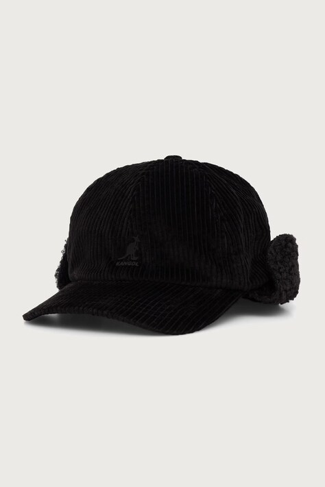 Kangol Czapka z daszkiem sztruksowa COZY CORD EARFLAP BB czarna K5470.BK001