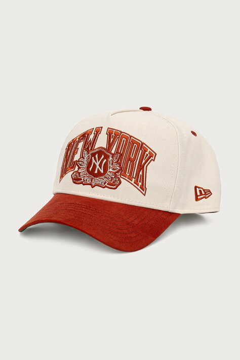 New Era czapka z daszkiem bawełniana WORDMARK SUEDE E-FRAME beżowa 60915997