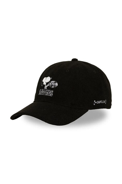 Capslab Czapka z daszkiem sztruksowa x Peanuts czarna CL/PEA8/1/CD/REC