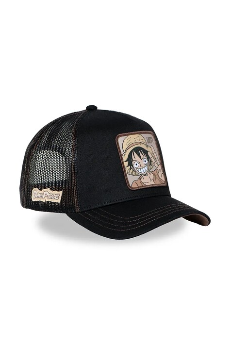 Capslab Czapka z daszkiem trucker z bawełną x Onepiece czarna CL/OP2/1/CAS/WAN3B