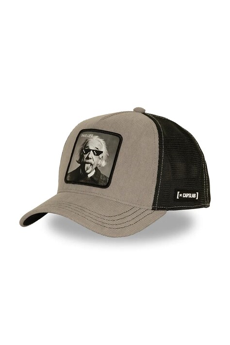 Capslab Czapka z daszkiem trucker z bawełną x Einstein szara CL/ART1/1/PCT/THUG