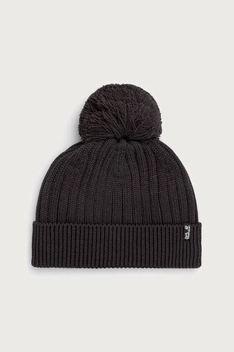 Jack Wolfskin Czapka z pomponem z wełną szara A66177