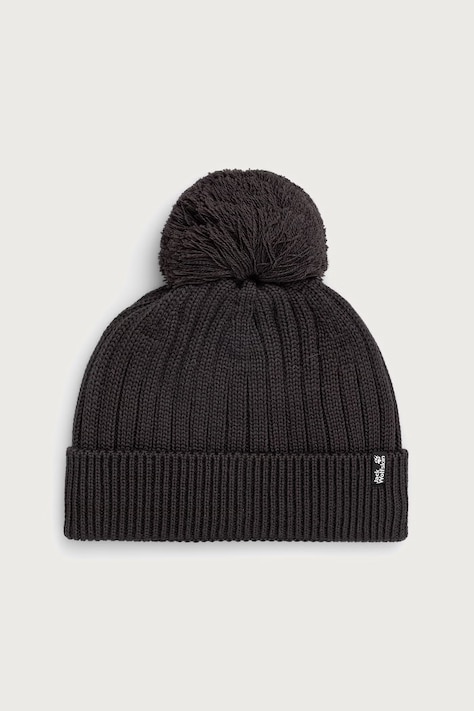 Jack Wolfskin Czapka z pomponem z wełną szara A66177