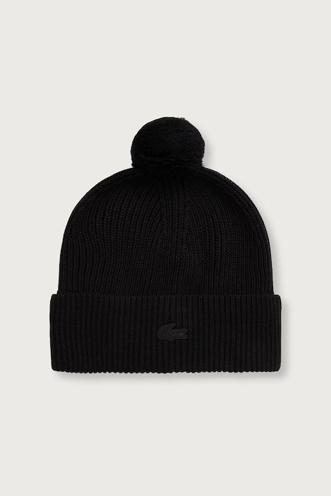 Lacoste Шапка с помпон от вълнена материя черна RB7028