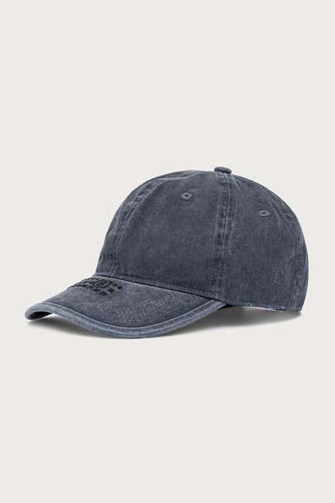 MM6 Maison Margiela Czapka z daszkiem bawełniana granatowa S62TC0046-M13318