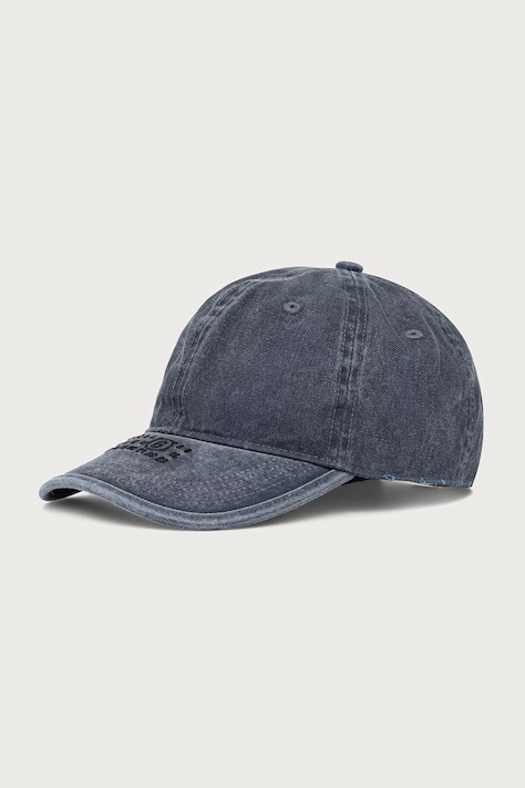 MM6 Maison Margiela Czapka z daszkiem bawełniana granatowa S62TC0046-M13318