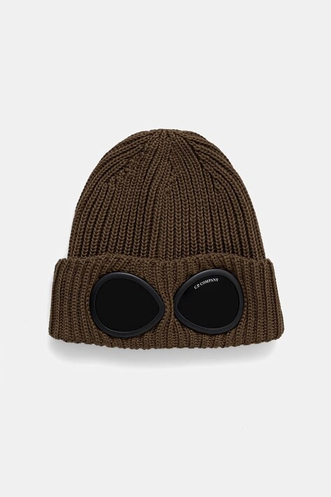 C.P. Company czapka beanie wełniana zielona 21CMAC742A005509A