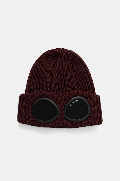 C.P. Company czapka beanie wełniana bordowa 21CMAC742A005509A