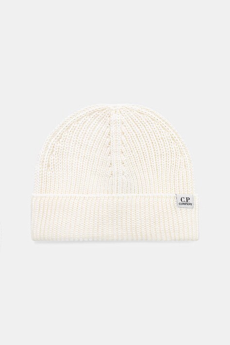 C.P. Company σκούφος beanie από μαλλί μερινό μπεζ 21CMAC137A005509A