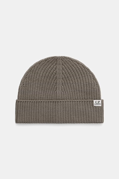 C.P. Company czapka beanie z wełny merino szara 21CMAC137A005509A