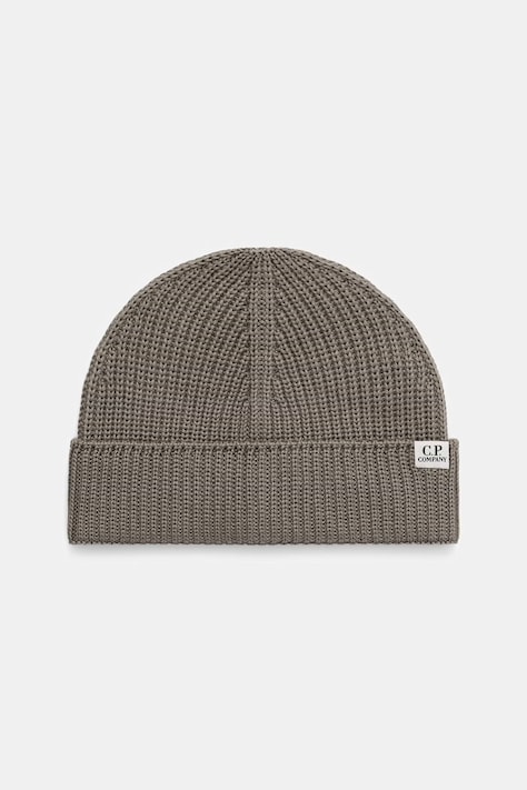 C.P. Company czapka beanie z wełny merino szara 21CMAC137A005509A