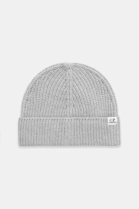 C.P. Company czapka beanie z wełny merino szara 21CMAC137A005509A