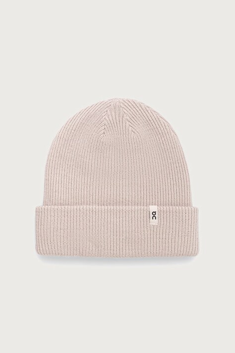 On czapka beanie z wełny merino beżowa 2UF30104394