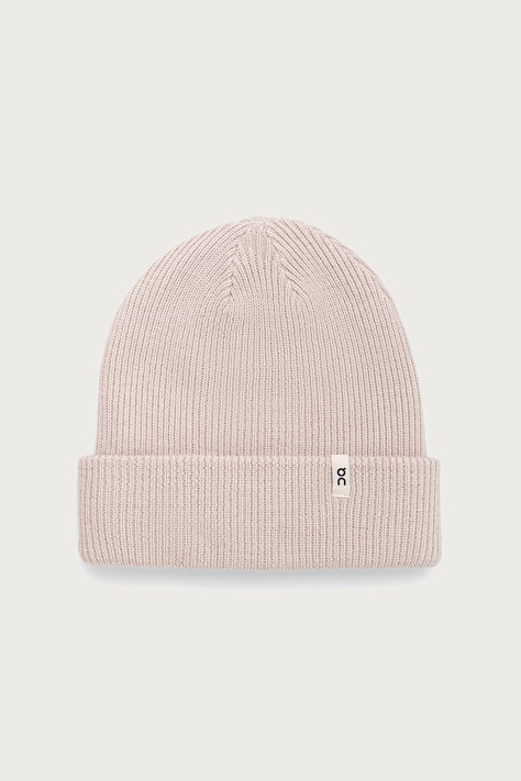 On czapka beanie z wełny merino beżowa 2UF30104394