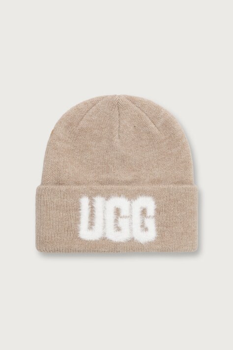 UGG Czapka beanie z dodatkiem wełny beżowa 105248