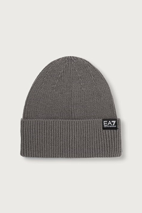 EA7 Emporio Armani Czapka beanie damska z wełną szara AF29587.7X000312