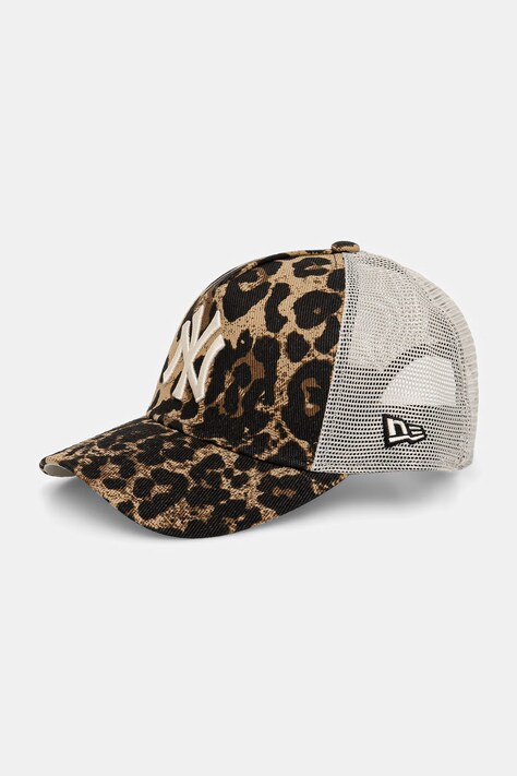 New Era czapka z daszkiem trucker LEOPARD 940 MC NYY beżowa 60856311