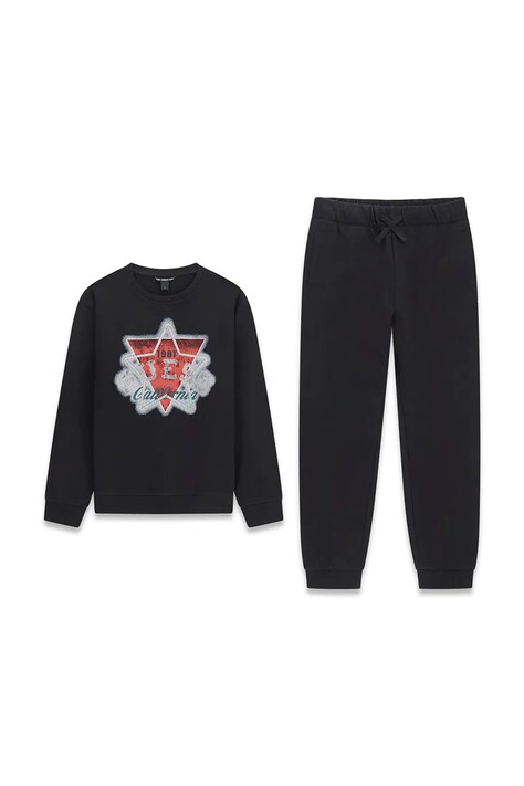 Guess Komplet dresowy dziecięcy bawełniany czarny L6BG01 K6101