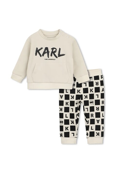 Karl Lagerfeld спортен комплект анцуг за деца от памук бежов Z31489
