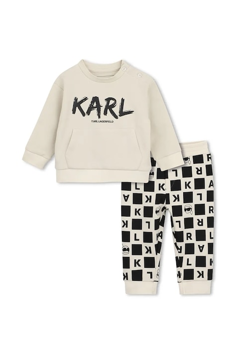 Karl Lagerfeld спортен комплект анцуг за деца от памук бежов Z31489