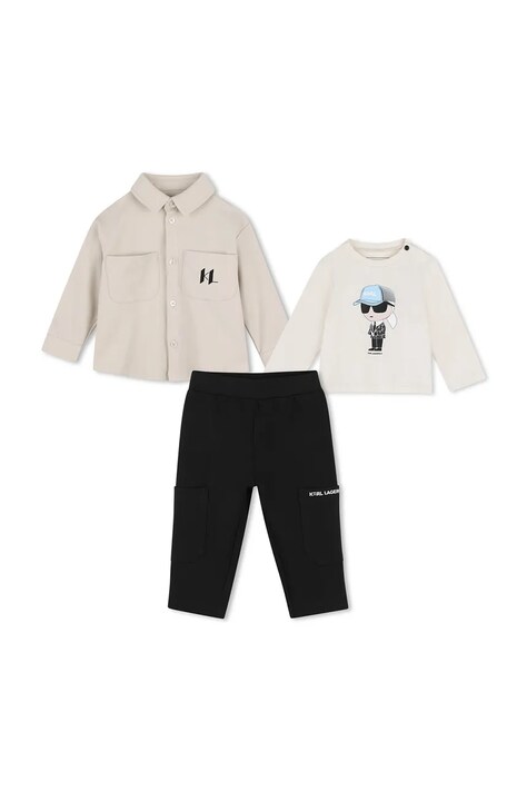 Karl Lagerfeld Ежедневен комплект за бебе с памук бежов Z31484