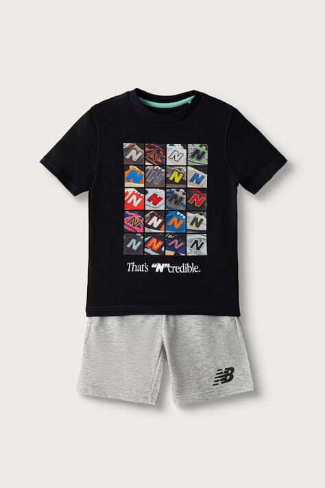 New Balance Komplet codzienny dziecięcy z bawełną czarny YS6232GI