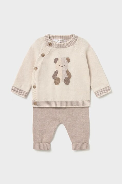 Mayoral Newborn Komplet niemowlęcy bawełniany beżowy 2523