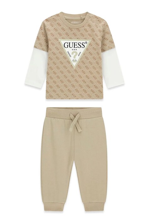 Guess komplet codzienny dziecięcy bawełniany beżowy I6YG01 K3964