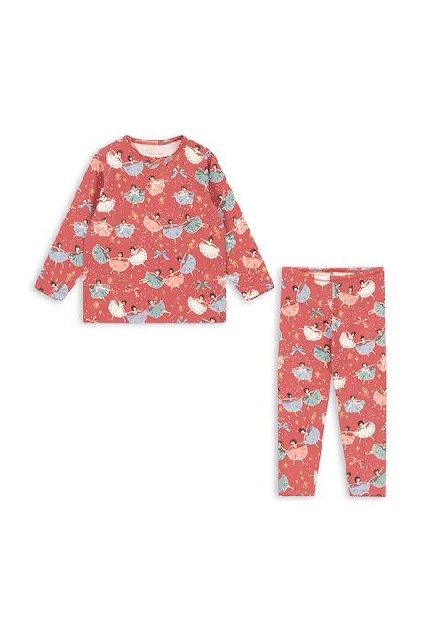 Konges Sløjd Compleu pentru copii din bumbac cu elastan BASIC BLOUSE/PANTS SET GOTS roz KS106378