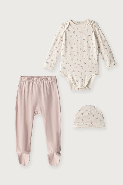 United Colors of Benetton Komplet codzienny niemowlęcy bawełniany z elastanem różowy 3UMRAK01X