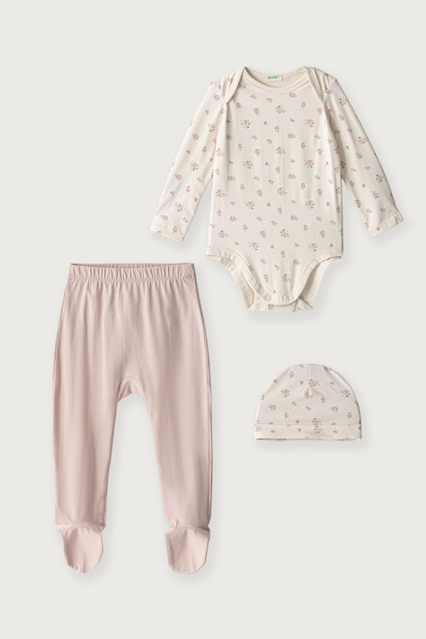 United Colors of Benetton Komplet codzienny niemowlęcy bawełniany z elastanem różowy 3UMRAK01X