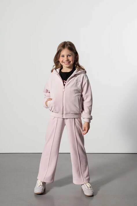 Coccodrillo Komplet dresowy dziecięcy welurowy różowy TINNY TROUBLE GIRL KIDS