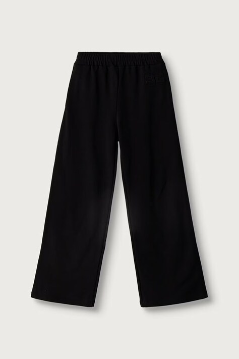 Elisabetta Franchi Spodnie dresowe dziecięce bawełniane czarne high waist EFPA328.C.FF017