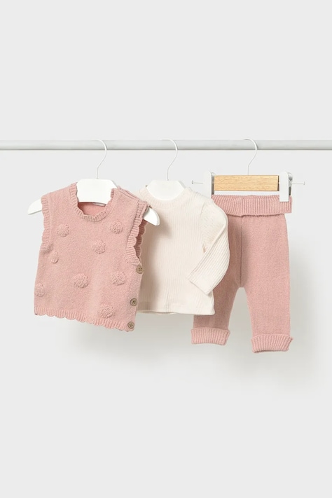 Mayoral Newborn Komplet dziecięcy bawełniany z elastanem różowy 2757